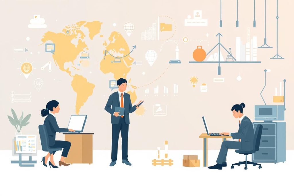 Technology transfer from multinational business to local operations showing training and knowledge sharing Technology transfer from multinational business to local operations showing training and knowledge sharing