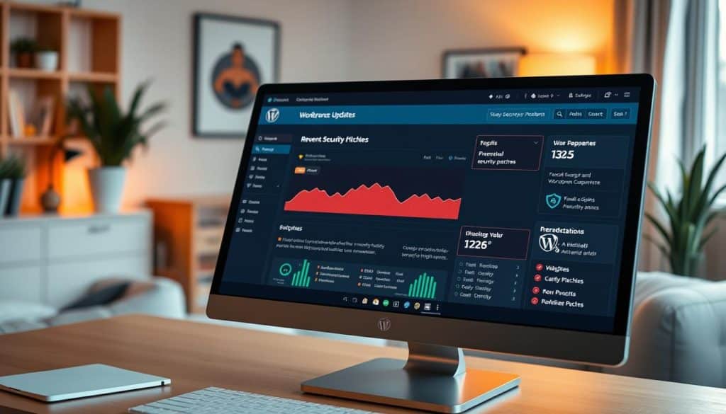 WordPress maintenance dashboard showing security updates